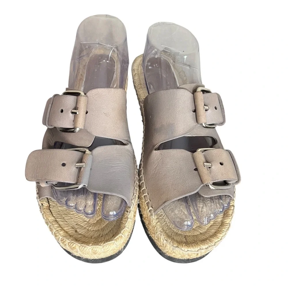 Palomitas Barcelo Espadrille Sandals Leather‎ Buckle Slides Made in Spain Sz 8.5